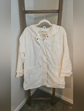 Eddie Bauer Women's White Hooded Anorak Jacket